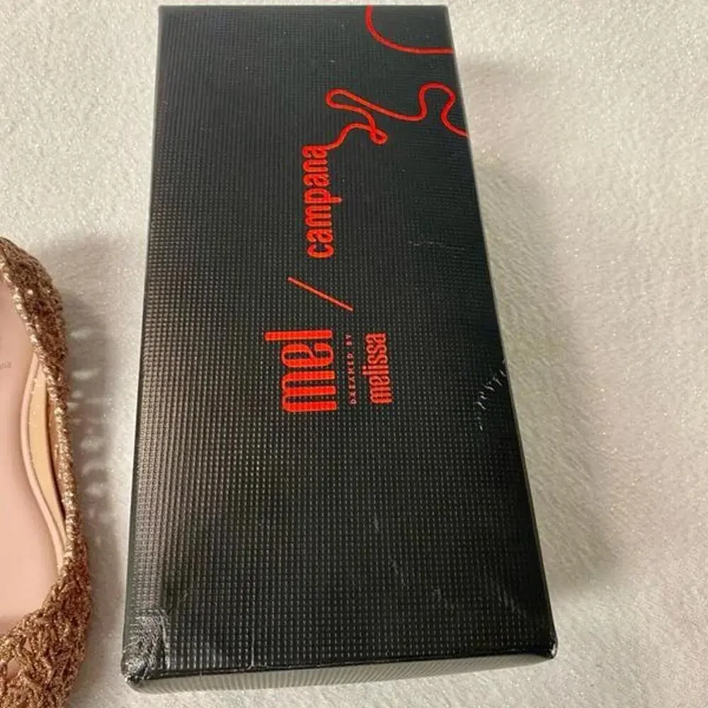 MEL By Melissa Campana Pink Glitter Flats Shoes Size 2 Girls Youth New In Box